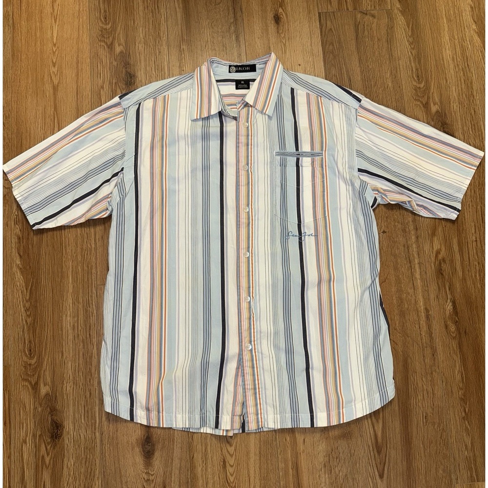 Vintage Sean John Shirt Mens XL Striped Short Sleeve Button Down Signature  Y2K